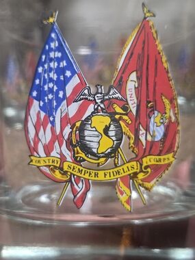 USMC Semper Fidelis Whiskey Highball Glass ~ Lot of 5 ~ Bin RR